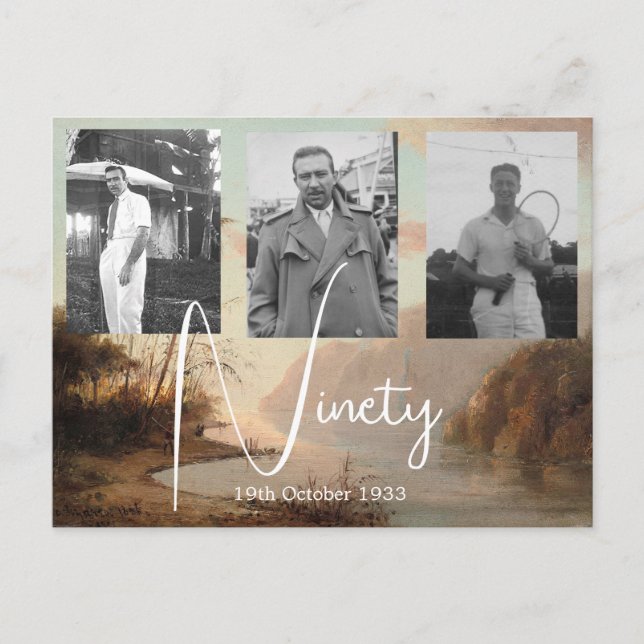 Nittioårs födelsedags Tropical Foto Inbjudan  (Framsida)