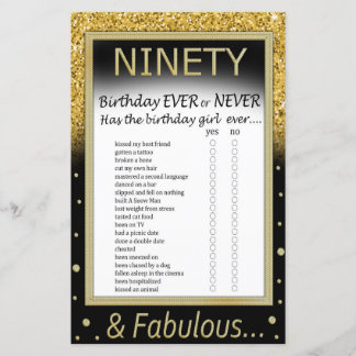 Nittioårsfirande för evigt eller aldrig spel