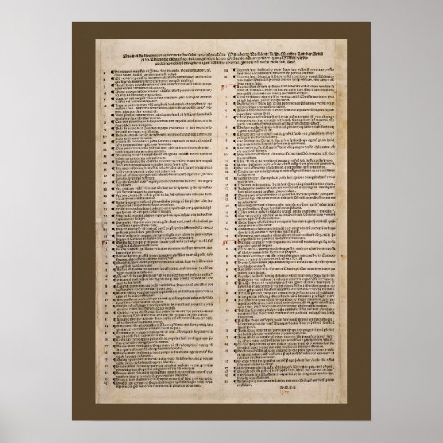 Nittiofem Theses (Martin Luther) Poster (Framsidan)