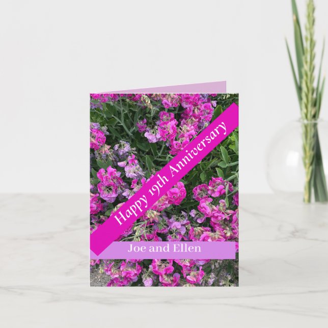 Nittonde Bröllop-årsdagen Söta Pea Kort (Framsida)