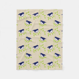 Nittonfemtio - två blåa fåglar ull kasta fleecefilt