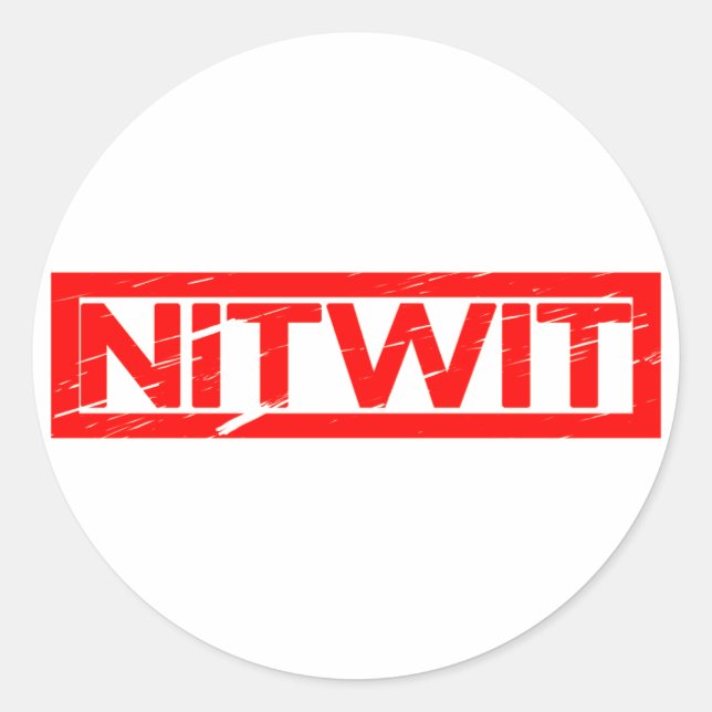 Nitwit Frimärke Runt Klistermärke (Framsida)