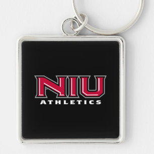 NIU Athletics Fyrkantig Silverfärgad Nyckelring