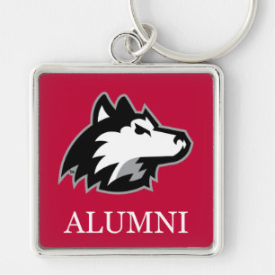 NIU Huskies Alumni Fyrkantig Silverfärgad Nyckelring