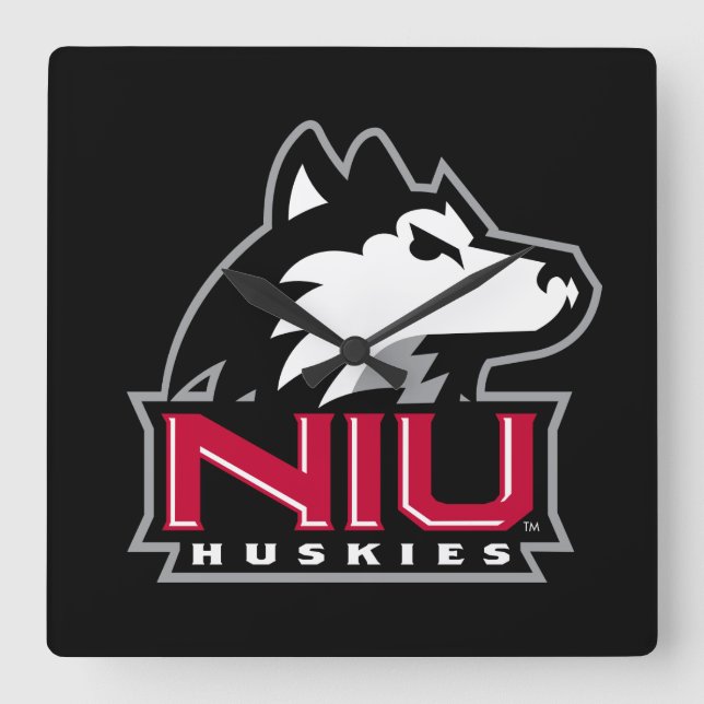 NIU Huskies Fyrkantig Klocka (Framsida)