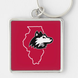 NIU Huskies, Kärlek Fyrkantig Silverfärgad Nyckelring