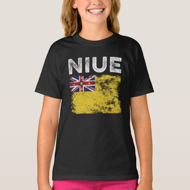 Niue Flagga Distress - Niuean Flagga T Shirt (Framsida)