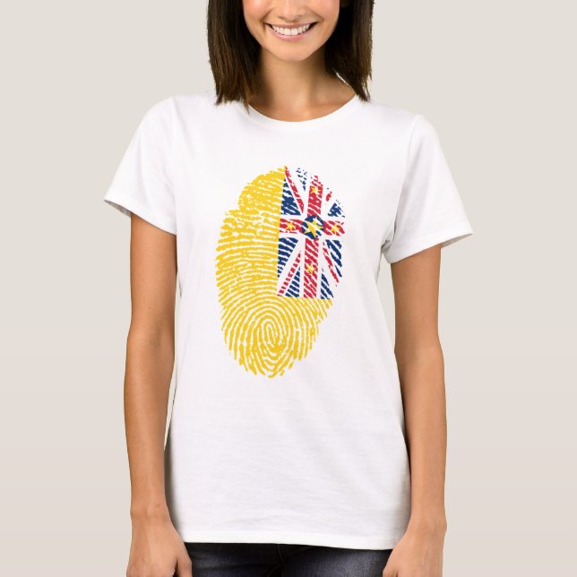 Niue Flagga Fingerprint T Shirt (Framsida)