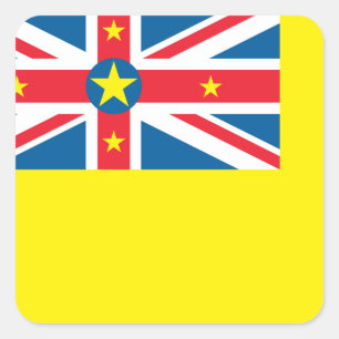 Niue Flagga Fyrkantigt Klistermärke