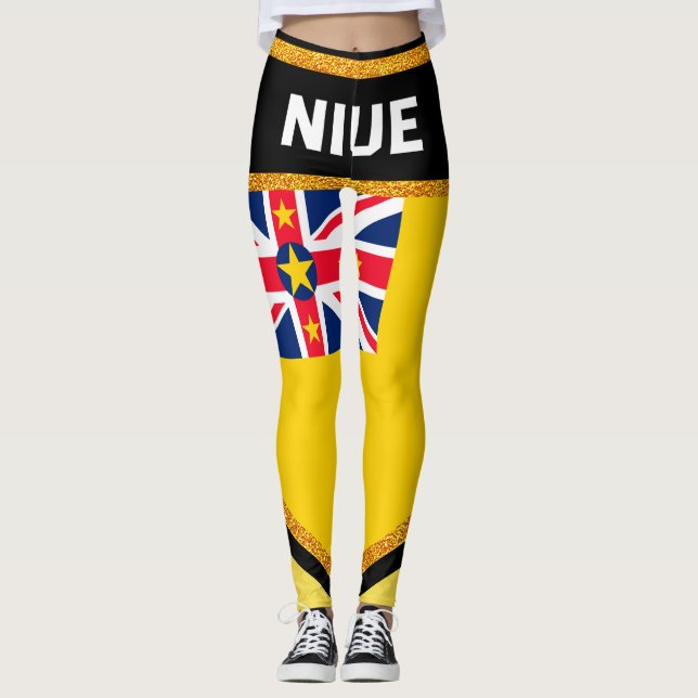 Niue Flagga Leggings (Framsida)