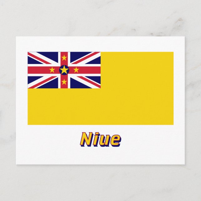 Niue Flagga med Namn Vykort (Framsida)