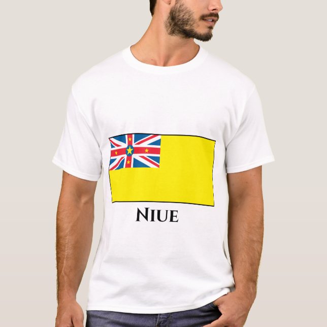 Niue Flagga T Shirt (Framsida)