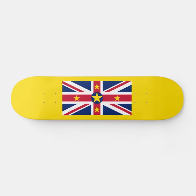 Niues flagga mini skateboard bräda 18,5 cm (Horz)