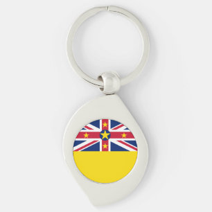 Niues flagga swirl silverfärgad nyckelring