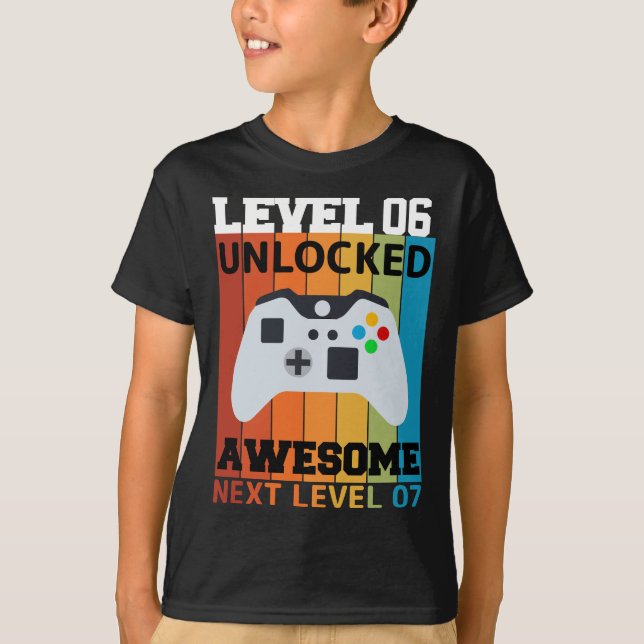 Nivå 06 Olåst födelsedag T-Shirt - Spel Kids 6t (Framsida)