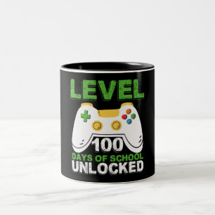 Nivå 100 dagar av skola upplåst spelare tv-spel Två-Tonad mugg