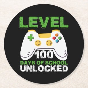 Nivå 100 dagar av skola upplåst spelare video spel underlägg papper rund