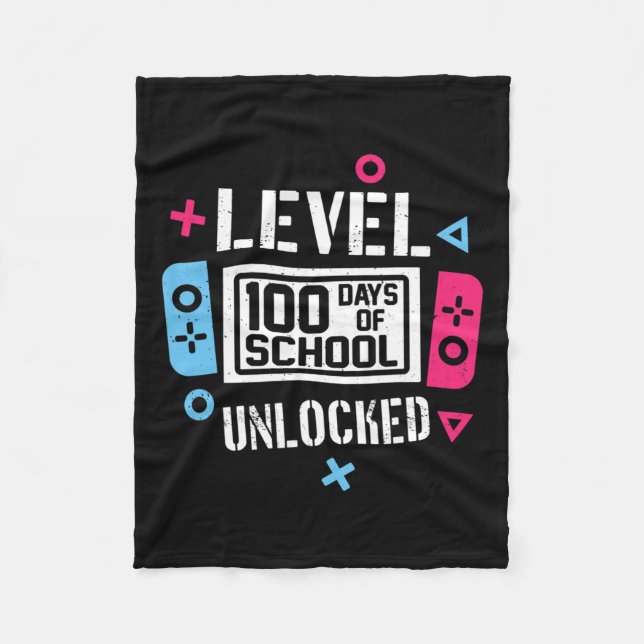 Nivå 100 dagars skola upplåst spelare tv-spel fleecefilt (Framsidan)