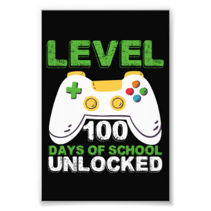 Nivå 100 Days Of School Upplåst Spelare Video Game Fototryck