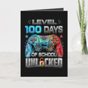 Nivå 100 Skolans Dag Upplåst Gamer Stil Kort
