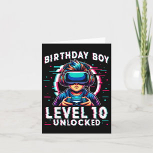 Nivå 10 Olåst 10 års Gamer-funktion för födelsedag Kort