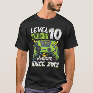 Nivå 10 olåst Fantastisk 2012 10th Birthday Boy V T Shirt