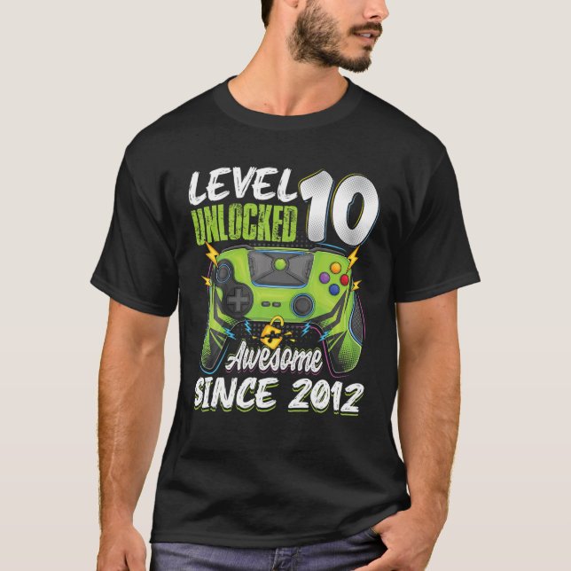 Nivå 10 olåst Fantastisk 2012 10th Birthday Boy V T Shirt (Framsida)