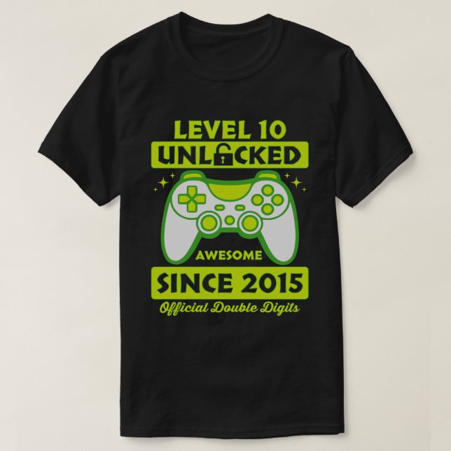 Nivå 10 Olåst Fantastisk 2015 10th Birthday Boy T Shirt (Design framsida)