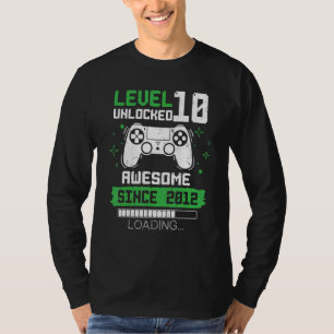 Nivå 10 olåst Fantastisk sedan 2012 Gamer 10th Bi T Shirt