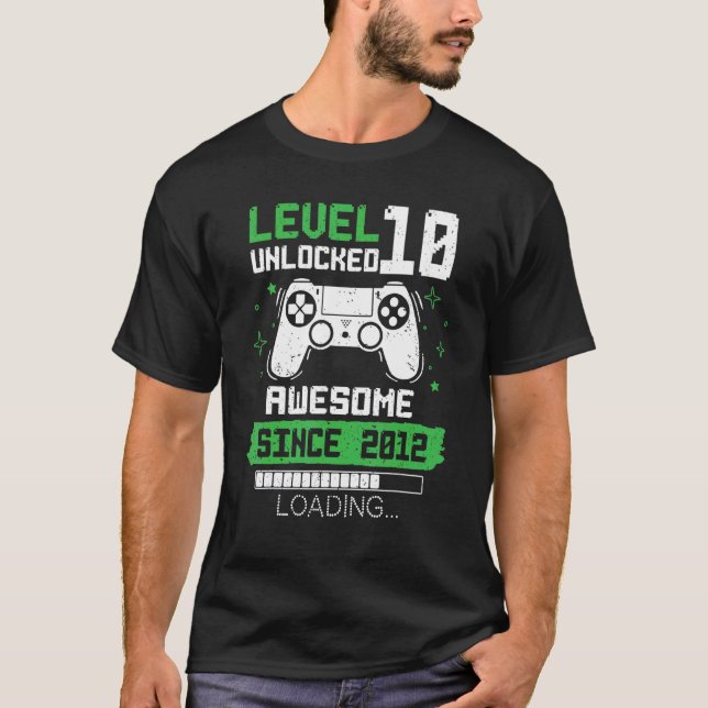 Nivå 10 olåst Fantastisk sedan 2012 Gamer 10th Bi T Shirt (Framsida)