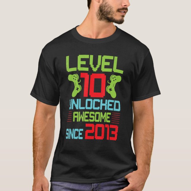 Nivå 10 olåst Fantastisk sedan 2012 tionde födelse T Shirt (Framsida)