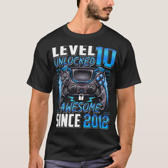 Nivå 10 olåst Fantastisk sedan 2012 tionde födelse T Shirt (Framsida)