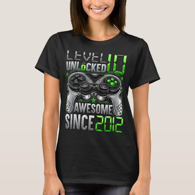 Nivå 10 olåst Fantastisk sedan 2012 tionde födelse T Shirt (Framsida)