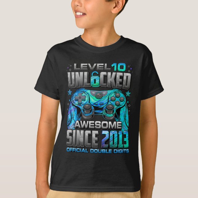 Nivå 10 olåst Fantastisk sedan 2013 tionde födelse T Shirt (Framsida)