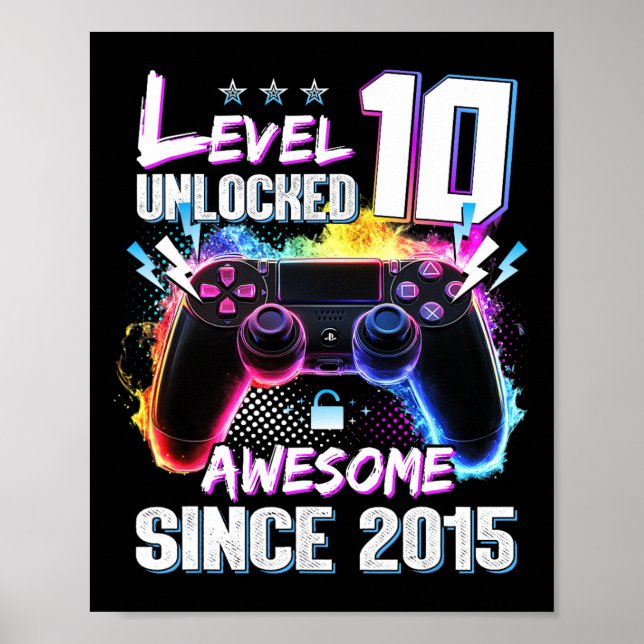 Nivå 10 olåst Fantastisk sedan 2015 tionde födelse Poster (Framsidan)