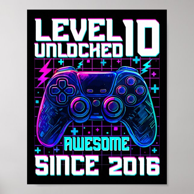 Nivå 10 olåst Fantastisk sedan 2016 tionde födelse Poster (Framsidan)