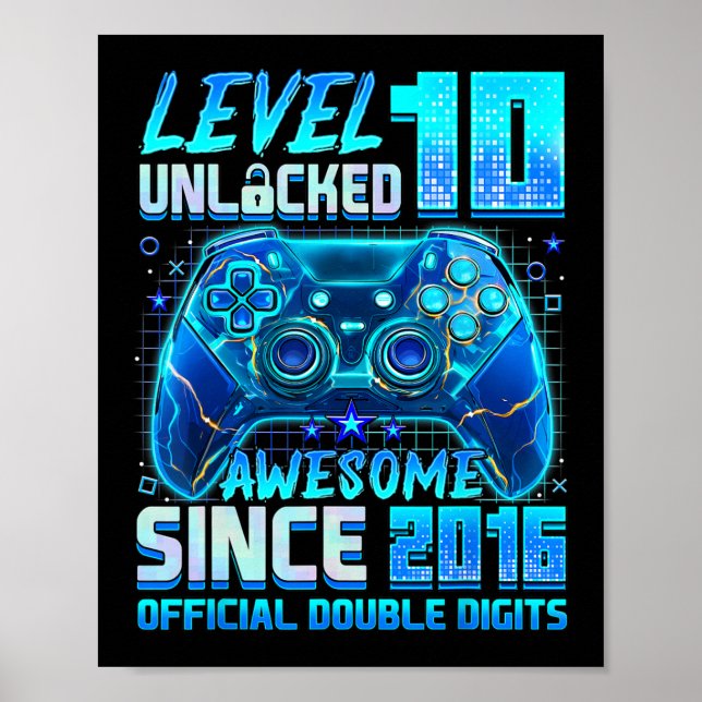 Nivå 10 olåst Fantastisk sedan 2016 tionde födelse Poster (Framsidan)