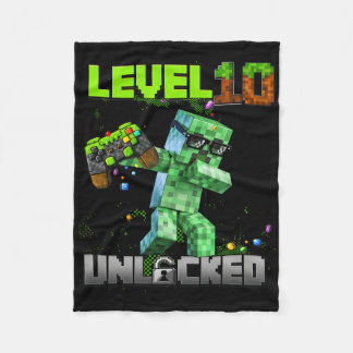 Nivå 10 olåst - Födelsedag Pixel Gamer 10th Fleecefilt