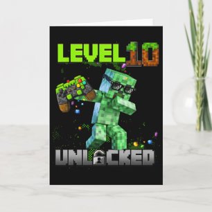 Nivå 10 olåst - Födelsedag Pixel Gamer 10th Kort