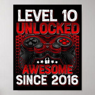 Nivå 10 Upplåst 10 Åriga Pojkar 10-års Pojkfödelse Poster