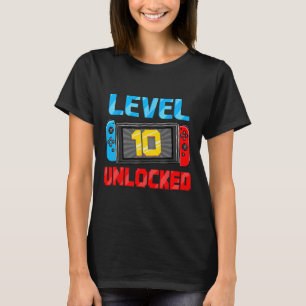 Nivå 10 Upplåst Spelare 10-årspresent Video G T Shirt