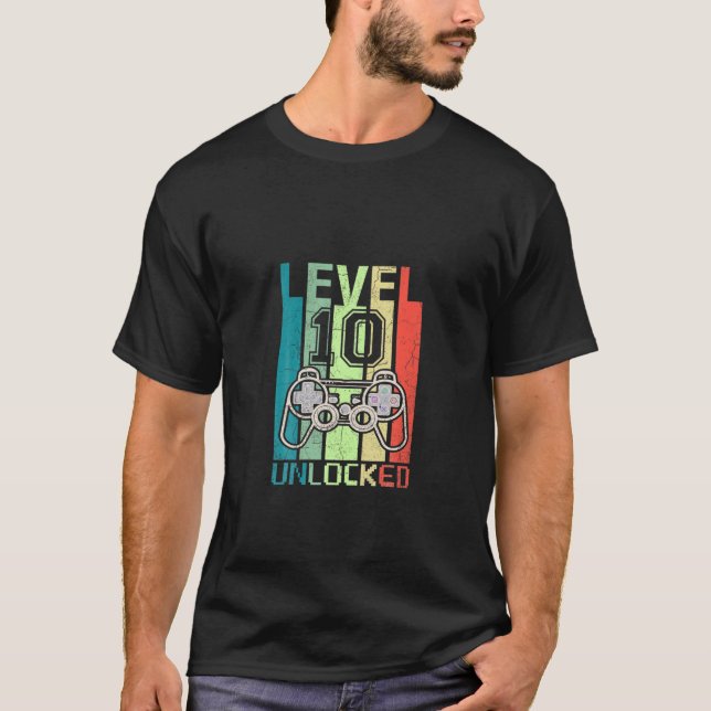 Nivå 10 Videospelare 10-årsdag T Shirt (Framsida)