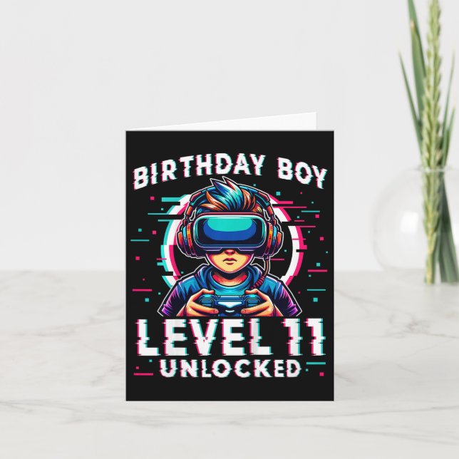 Nivå 11 Olåst 11 års Gamer-funktion för födelsedag Kort (Framsida)