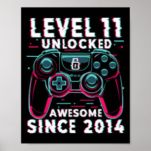 Nivå 11 Upplåst Video Game 11-årsdag Spelare B Poster