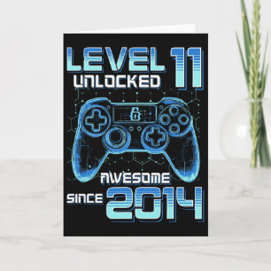 Nivå 11 Upplåst Video Game Party 11-års födelsedag Kort