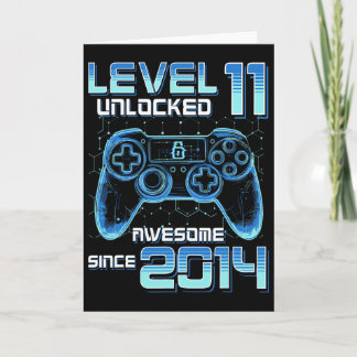Nivå 11 Upplåst Video Game Party 11-års födelsedag Kort