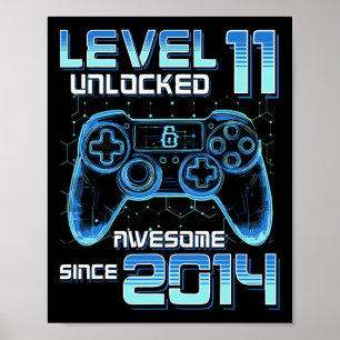 Nivå 11 Upplåst Video Game Party 11-årsdag G Poster