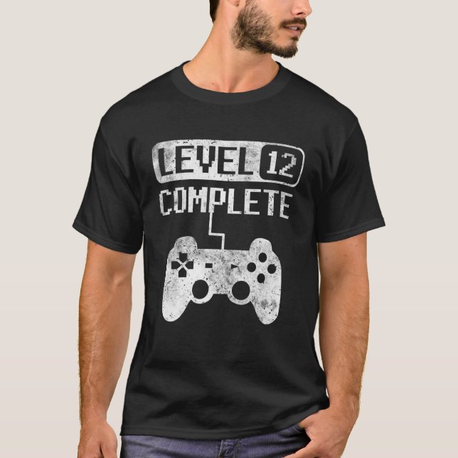 Nivå 12 Fullständig födelsedagspresent 12 års spel T Shirt (Framsida)