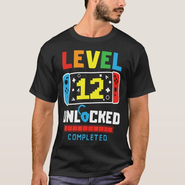 Nivå 12 Olåst färdigt spel Lycklig 12:e T Shirt (Framsida)
