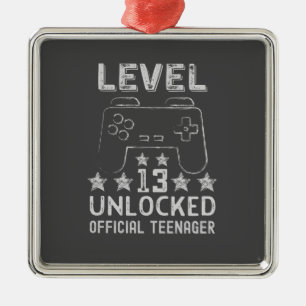 Nivå 13 olåst tonåring i officiell 13-årsdag julgransprydnad metall